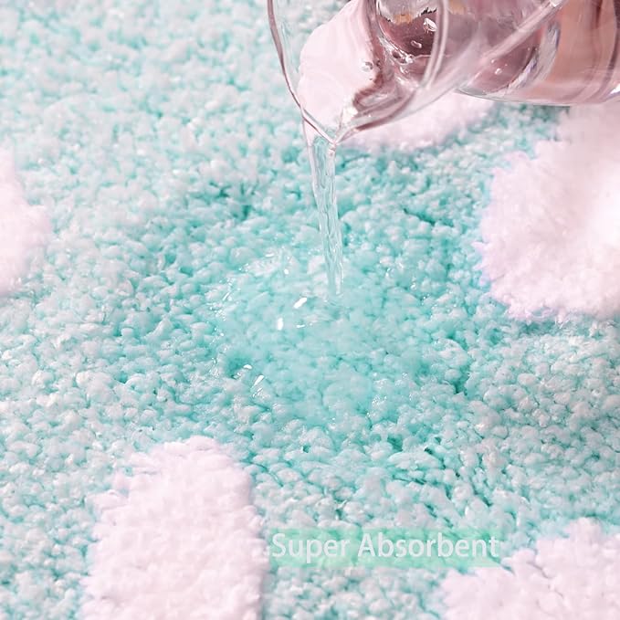 QJHOMO Green Bathroom Rug Cute Daisy Bath Mat White and Yellow Flower Decor Rugs Non Slip Floor Carpet Microfiber Bathmat Super Absorbent Machine Washable Bathtub Mats for Shower (16x24 inch)
