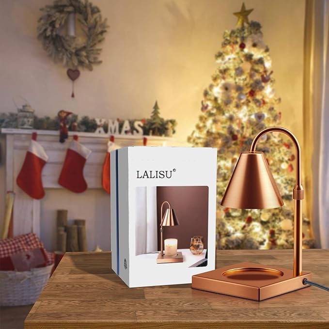 Yankee Candle Compatible Dimmable Metal Candle Lamp Warmer - Height Adjustable, Scented Wax for Home Decor (Rose Gold)