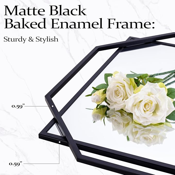 Black Large Wall Mirror, Extra Bathroom Rectangular Mirror with Metal Modern Octagonal Frame, for Entryway,Living Room, Dining Room (60"x30.5")