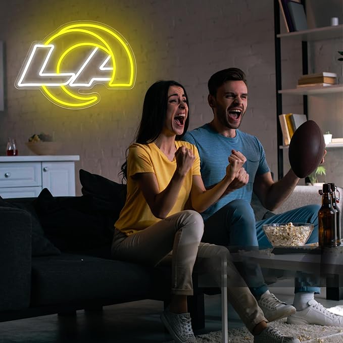 Ram Neon Sign for Wall Decor Football Team Led Neon Light for Man Cave Birthday Gifts for Football Fans Yellow Light Up Sign for Bedroom Party Club Bar Dorm Decoration Size16.1*11.8In(ZYLD267)