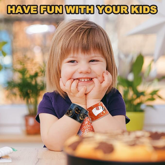 48 PCS Halloween Slap Bracelets Toys for Kids Girls Boys Party Favors Treat Bags Gifts