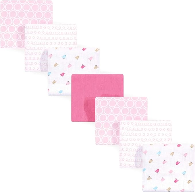 Luvable Friends Unisex Baby Cotton Flannel Receiving Blankets, Birdies 7-Pack, One Size