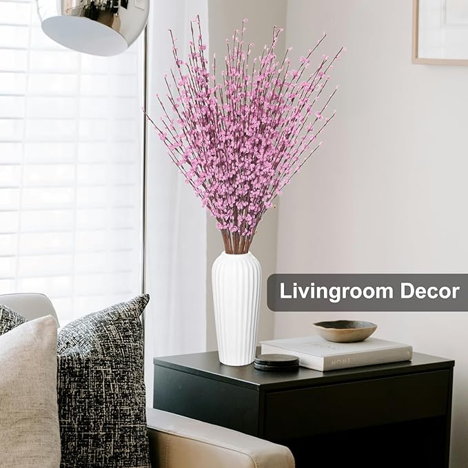 10 Pcs 29.5" Long Jasmine Artificial Flowers Fake Flowers Dry Branches for Mother's Day Home Office DIY Floral Art Plant Wedding Table Centerpieces Restaurant Vase Decoration (Macaron Pink)
