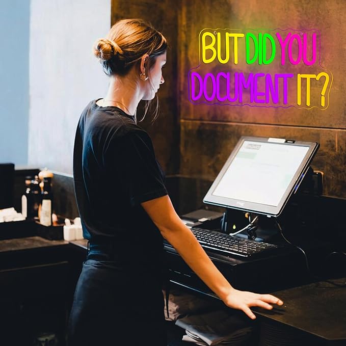 But Did You Document It Neon Signs for Wall Decor, Dimmable Neon Led Sign Funny Office Wall Decor USB Powered for Living Room Decor Humor Quotes Coworker Christmas Gifts(15.7 * 7.8in)