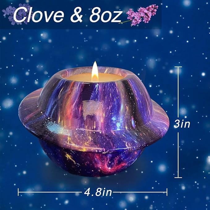 Premium Lilac Scented Candle - Strong Clove, 8 Oz Large Jar, Blue Ceramic, 100% Natural Soy, Non-Toxic, Ideal for Aromatherapy, Gifts & Home Décor