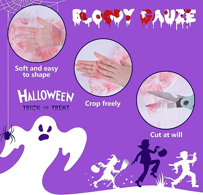 Sfcddtlg 4 Pcs Halloween Doorway Curtain- 65 x 39 Inch Decorations Door Curtain with Bloody Prints- Bloody Creepy Cloth for Halloween Party Haunted House Entrance Decoration