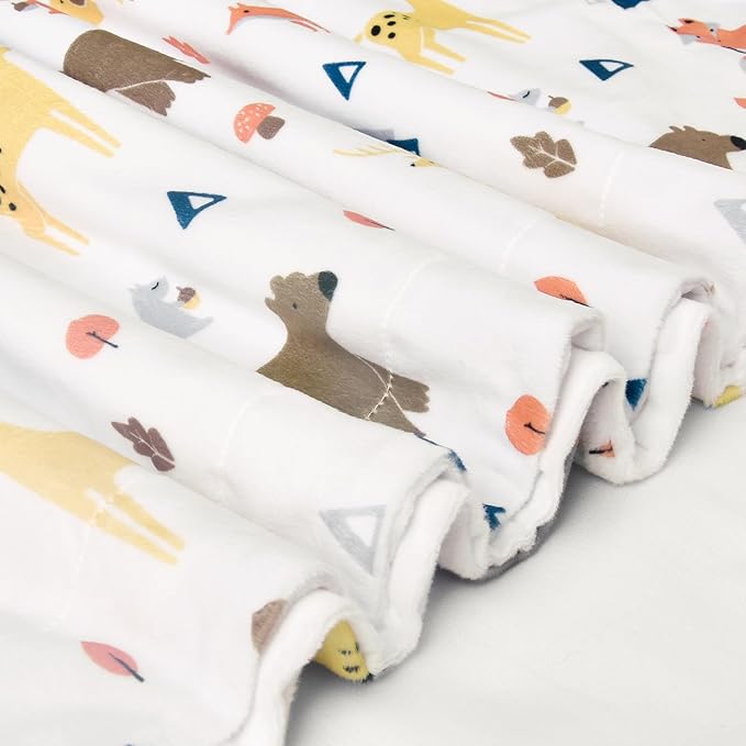 Minky Baby Blanket for Boys Girls Neutral, 40x50 Inches Soft Lightweight Micro Fleece Baby Blanket with Double Layer, Dotted Backing, Receiving Blanket for Newborns, Woodland Animals