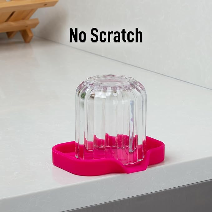Zulay Small Silicone Sponge Holder (4.9x3.3”) – Space-Saving Sink Organizer Tray for Sponge, Soap, Brush & More – Compact Non-Slip Dish for Kitchen & Bathroom (Dragon Fruit)