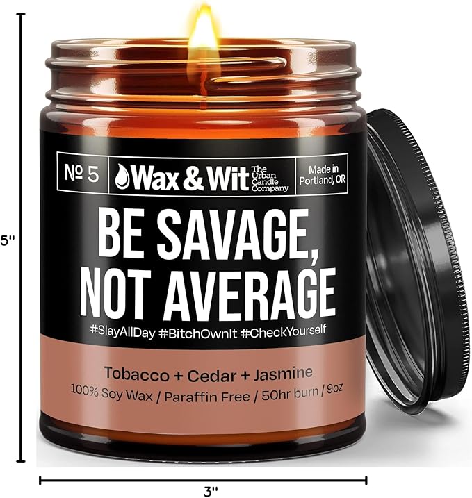 Wax & Wit Funny Soy Candle Gift for Women - Humorous, Aromatherapy Soy Wax Candle, Ideal for Housewarming, Coworker, Birthday – Cedar, Jasmine - 9oz