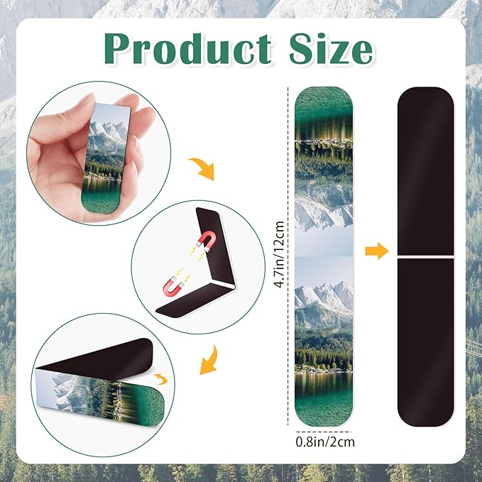 100 Pack Bible Magnetic Bookmarks Christian Scenery Magnet Bookmark Clips for Women Men Book Lovers Bible Page Markers for Teachers Students Reading School Office Home, Printing on 2 Side