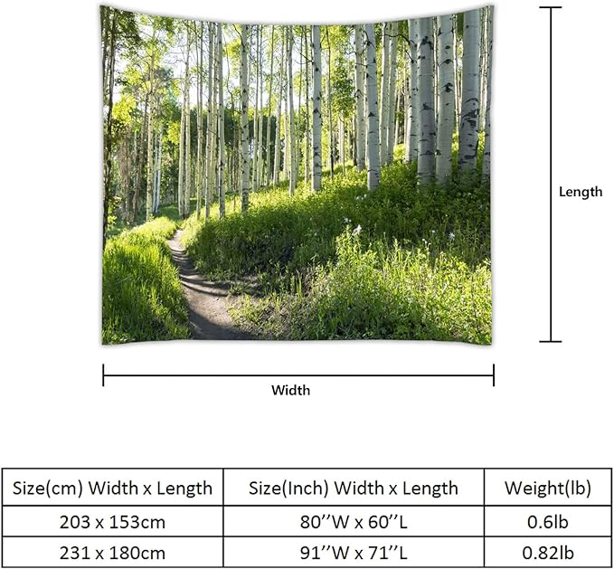YISURE Forest Wall Tapestry Nature Tree Trail Path Landscape Wall Hanging, Morning Sunshine Through Green Tree Wall Tapestries for Home Office Indoor and Outdoor Decor Large Size 91(W) x71(L) Inch