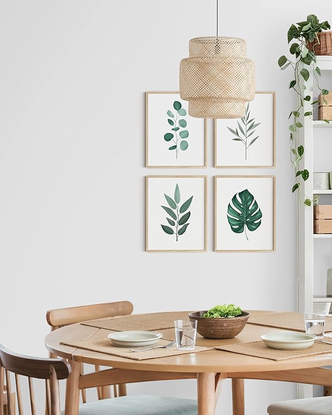 HAUS AND HUES Green Plant Art Print Set of 4-16x20 - Framed Beige