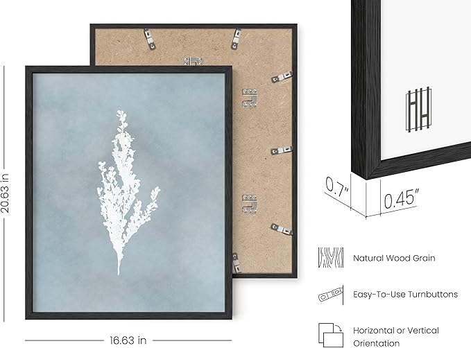 HAUS AND HUES Floral Wall Art - Set of 4 Plant Posters for Wall Vintage Botanical Prints, Flower Pictures for Room Aesthetic, Vintage Art Prints Flower Wall Art (Black Frame, 16x20)