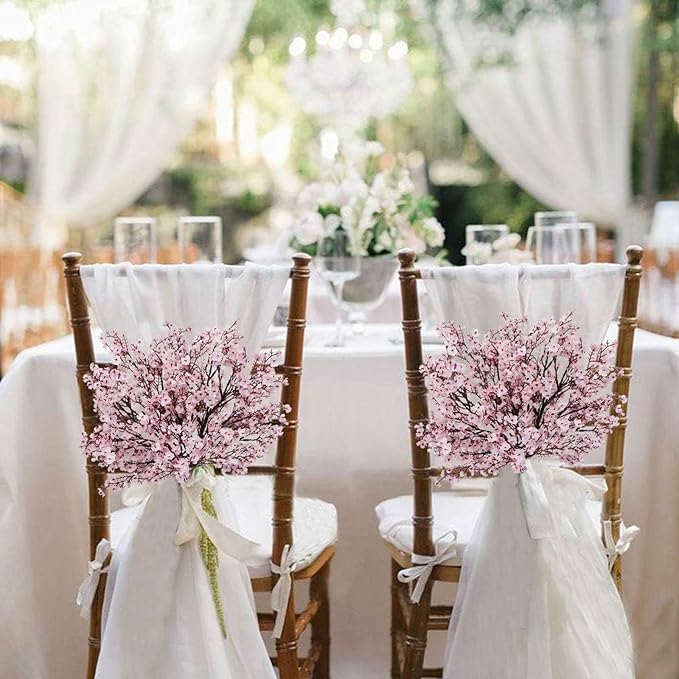 AILANDA Babys Breath Artificial Flowers Faux Gypsophila Bouquet Real Touch European Fake Silk Flowers for Home Vase Wedding Bouquets Floral Arrangement Party Table Cemetery Decor (6PCS, Light Pink)