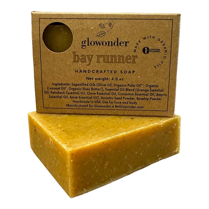 1 Pack Bay Runner Handmade Organic Bar Soap for Face and Body - Moisturizing, All-Natural, Cruelty-Free - Botanical Ingredients - Shower, Bath, Hand Soaps, Gifts - 4.5 oz