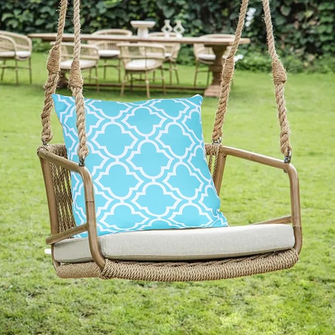 Eternal Beauty Set of 2 Outdoor Decorative Pillow Covers Waterproof Outdoor Pillow Covers for Spring Summer Patio Throw Pillows, 18X18 inches,Turquoise