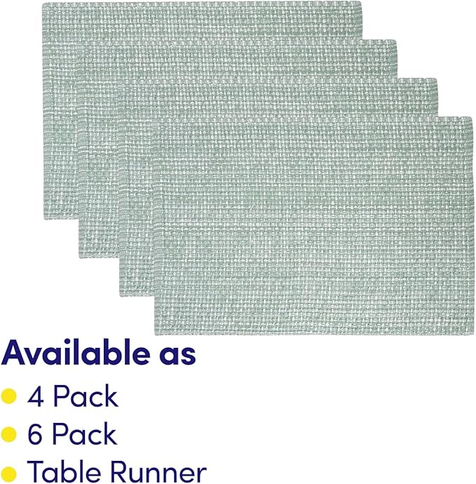 Sweet Home Collection 100% Cotton Placemats for Dining Room Rectangle Two Tone Woven Fabric 13" x 19" Soft Durable Table Mat Set, Set of 6, Pale Green