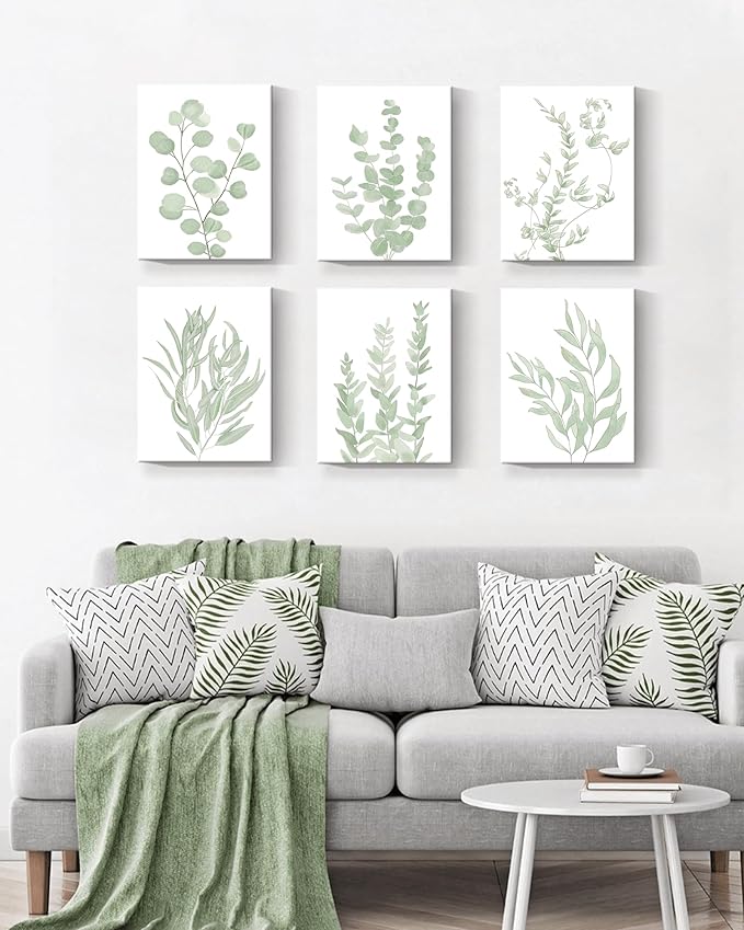 ๐๐ฟ๐๐ผ๐๐บ Botanical Eucalyptus Canvas ๐๐ฟ๐ฎ๐บ๐ฒ๐ฑ Wall Art 12โx 16โ Large Boho Plant Wall Decor for Bedroom Minimalist Prints for Living Room Light Green Botanical Art Painting for Office Eucalyptus Leaf