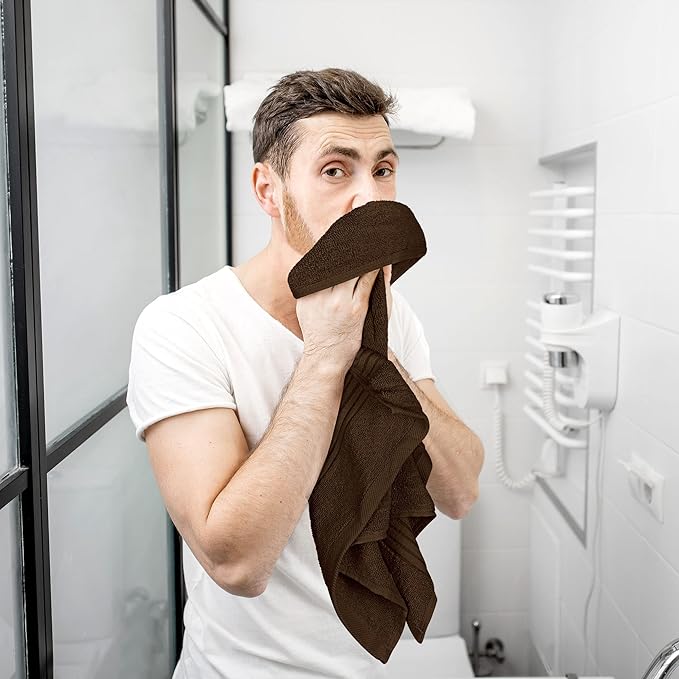 Utopia Towels 6 Piece Premium Hand Towels Set, 16 by 28 inches, 100% Ring Spun Cotton, Lightweight and Highly Absorbent Towels for Bathroom, Travel, Camp, Hotel, and Spa, Dark Brown