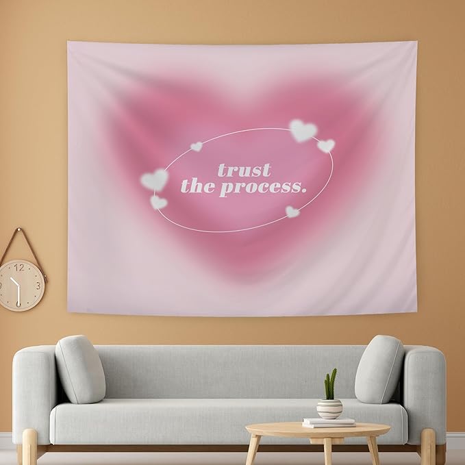 LUVADIAN Y2K Pink Aura Tapestry - Aesthetic Wall Hanging for Teen Girls Room Dorm, Cute Room Decor, 50x60 Inches