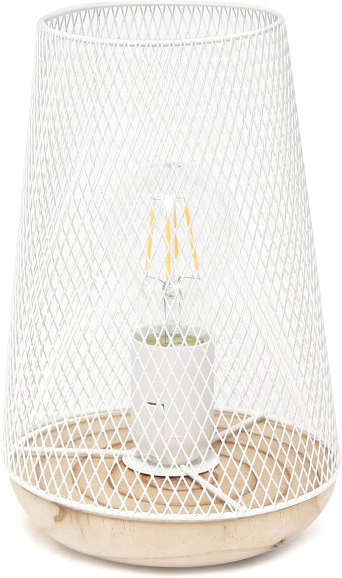 Simple Designs LT1074-WHT Wired Mesh Uplight Table Lamp, White