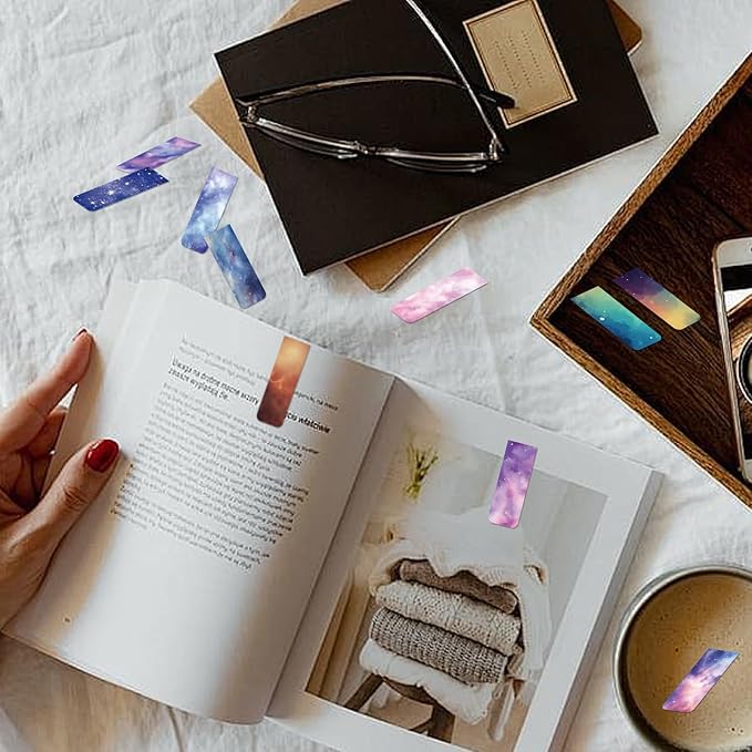 48 Pieces Magnetic Bookmarks Magnet Page Markers - Book Marks for Reading Women & Men with Storage Boxes - Cute Magnet Bookmark Clips for Reading Pleasure(Stars)