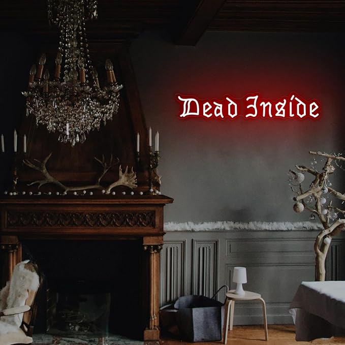 Dead Inside Neon Sign for Wall Decor,Gothic Horror Home Decor,Halloween Party Wall Decor,Gothic Lover Gifts,USB Powered With Switch-25''