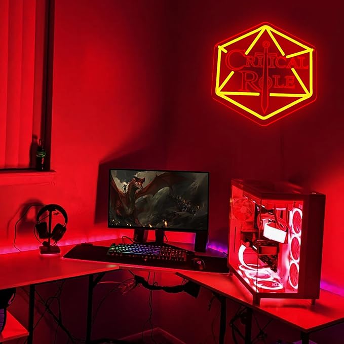 DND Neon Signs for Wall Decor,Dimmable Dungeons and Dragons LED Game Signs,USB Powered Neon Lights for Man Cave, Game Room Decor, Best Gifts for Critical Role Gamer Fans