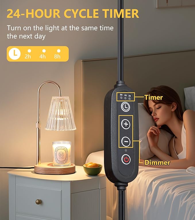 Candle Warmer Lamp WithTimer and Dimmer,Fragrance Electric Wax Melt Warmer with 2 Bulbs,Scented Jar Lamp,Mother's Day/Birthday/Christmas Gifts for Mom/Wife,Home Decor,Adjustable Height