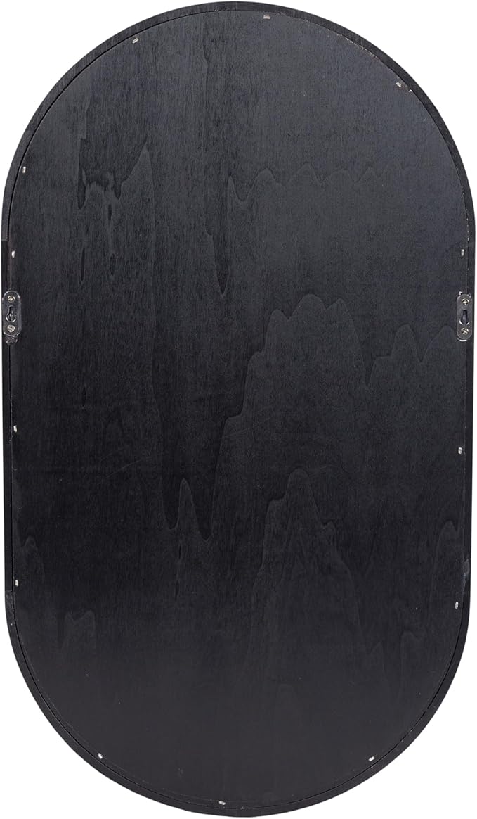 Kate and Laurel Hutton Modern Capsule Wall Shelf; 16 x 28; Black; Minimal Round Oval Wall Shelves for Above Toilet Bathroom Storage