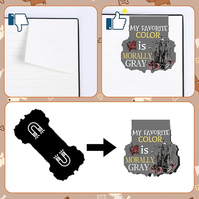 Dark Romance Magnetic Bookmark - 8 PCS Gothic Magnetic Bookmarks Skeleton Flower Book Mark Magnets Romantasy Page Marker Clip Gift for for Women Girls Dark Romance Reader Students Teachers