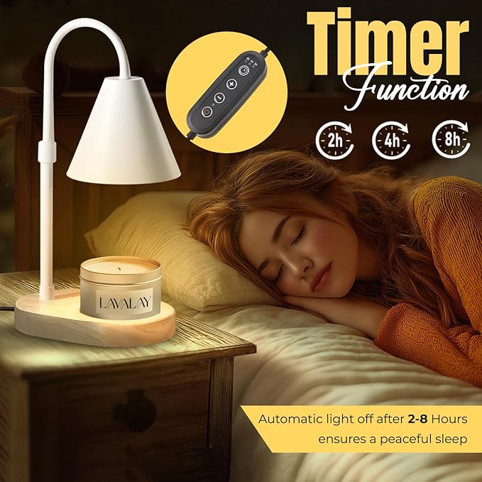 Mother’s Day Candle Warmer Lamp – App-Controlled Dimmable Warmer Light with Timer & Adjustable Height – Modern Flameless Candle Melter lamp with Wood Base for Jar Candles– Gift for Mom & Women