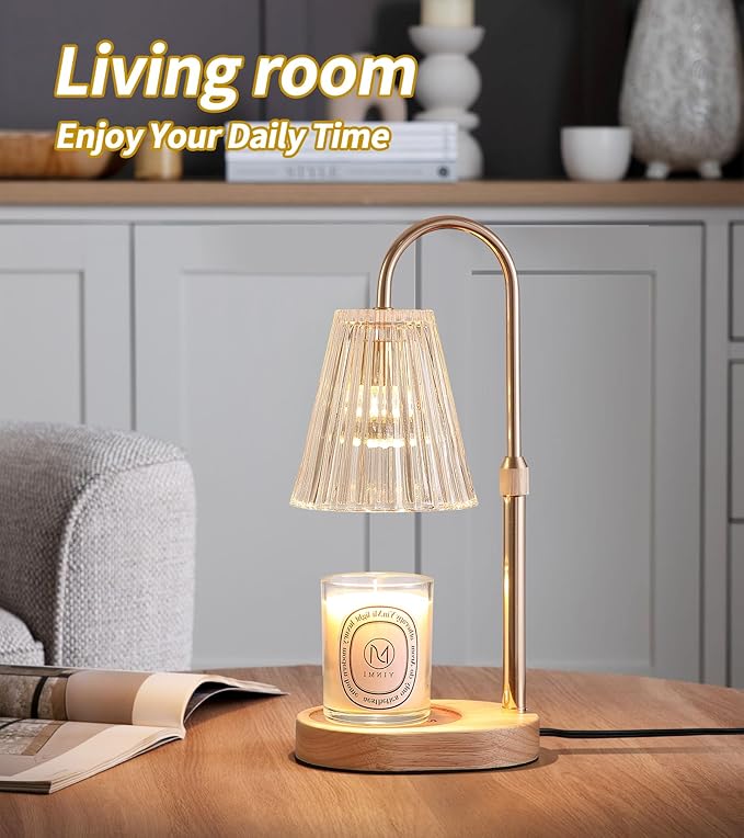 Candle Warmer Lamp WithTimer and Dimmer,Fragrance Electric Wax Melt Warmer with 2 Bulbs,Scented Jar Lamp,Mother's Day/Birthday/Christmas Gifts for Mom/Wife,Home Decor,Adjustable Height