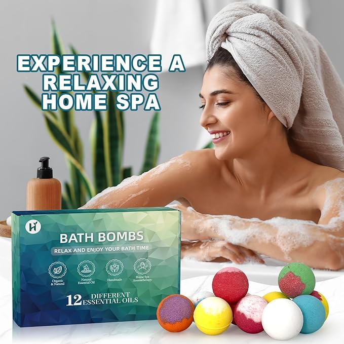 Bath Bombs Fathers Day Birthday Gift for Women Mom Her Daughter Wife Set - 12Pack Handmade Natural & Organic, Spa Relaxing Birthday Gifts for Men, Aromatherapy Bubble Bath, Amazing Present for Kids