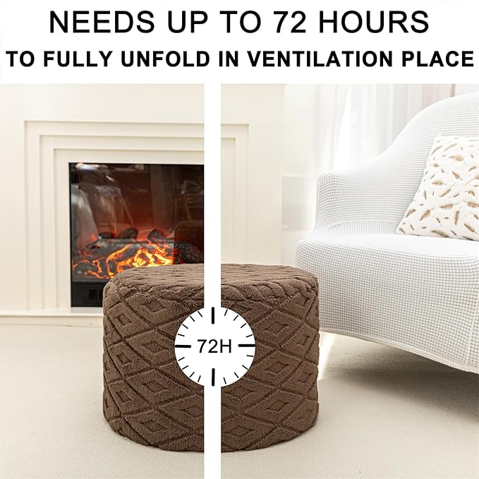 Round Pouf Ottoman Stuffed 20 x 20 x 14 Inches Boho Poof Foot Stool Home Decor Floor Pouffe Ottoman Foot Rest for Couch Sofa Bean Bag Chairs Living Room Bedroom (Dark Coffee)