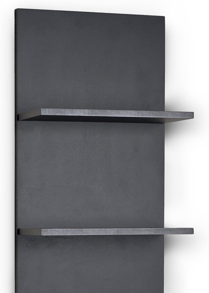 Danya B. Narrow Decorative Wall Mount Vertical Shelving Unit – Modern Column with 5 Shelves Home or Office for Books, Décor Display – Black Grain Finish