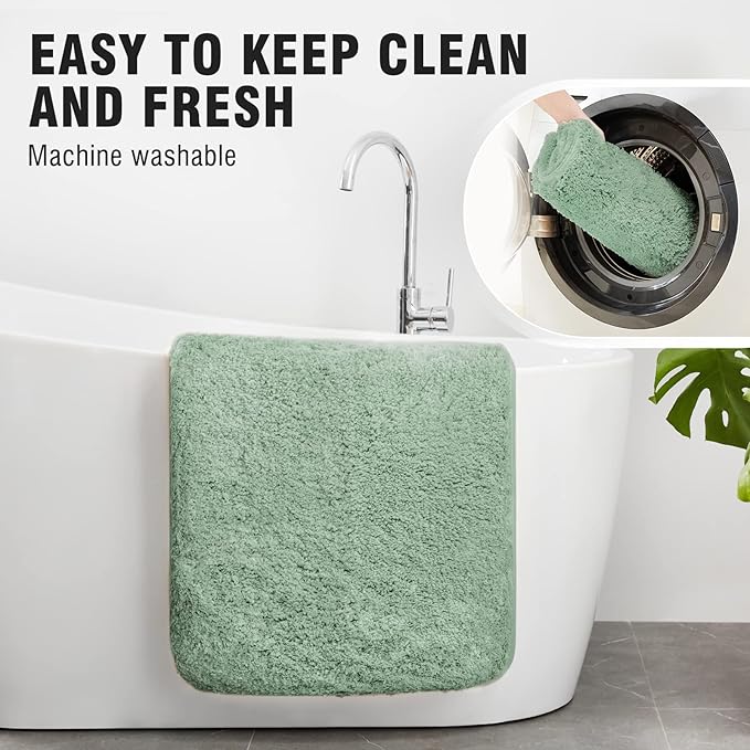 TECHMILLY Super Soft Shaggy Bathroom Rugs, Absorbent Thick Non Slip Microfiber Bath Rugs, Quick Dry Machine Washable Bath Mat for Bathroom Floor, Bathtub and Shower 20"x32"