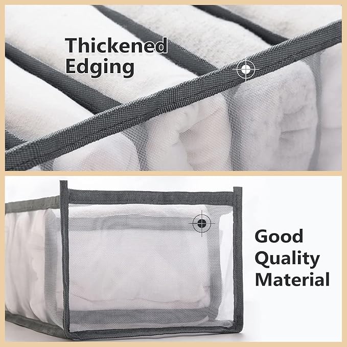 TIGARI Wardrobe Clothes Organizer, Closet Organizer Foldable Drawer Organizer for Clothing, Drawer Dividers for Clothes, Closet Storage for Trousers, Shirts, Jeans, T-Shirt, Bra, Underwear, Socks