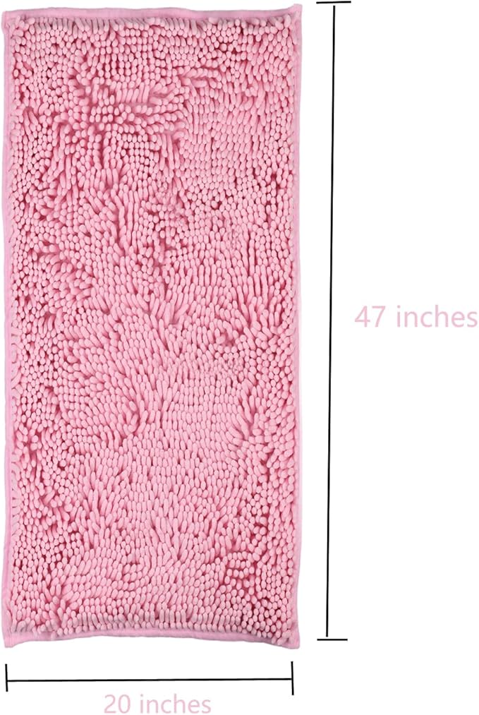 ZiYiJuan Bathroom Rugs, Super Absorbent Luxury Shaggy Chenille Bath Mats, Durable Soft Bath (Pink,20x47(in)