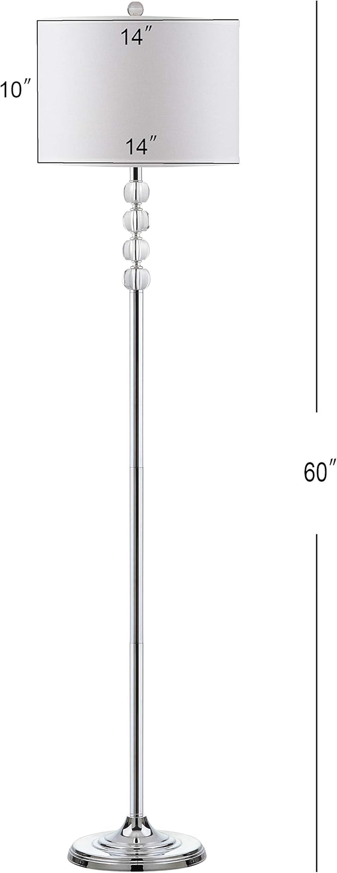 SAFAVIEH Lighting Collection Vendome Clear Crystal/ Chrome 60-inch Living Room Bedroom Home Office Standing Floor Lamp (LED Bulb Included)