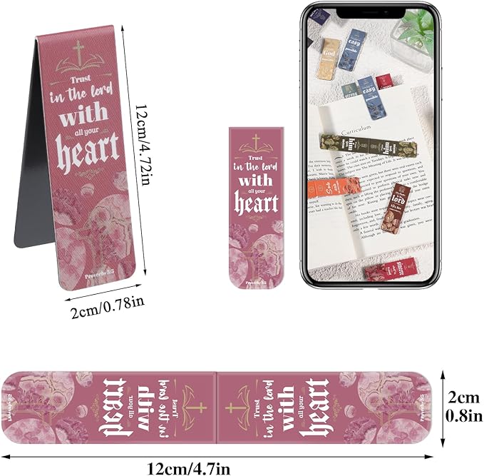 48 Pcs Bible Verses Magnetic Bookmarks, 24 Styles Christian Magnet Book Markers Motivational Encouraging Magnetic Page Clip Gifts for Women Men School Office Supplies
