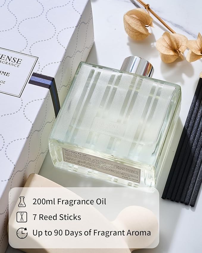 M&Sense Reed Diffuser Set - 7.04 oz Jasmine & Orange Flower Scented Diffusers for Home, Non-Toxic Oil Diffuser with Sticks, Fragrance Diffuser Gifts for Bedroom Bathroom Office