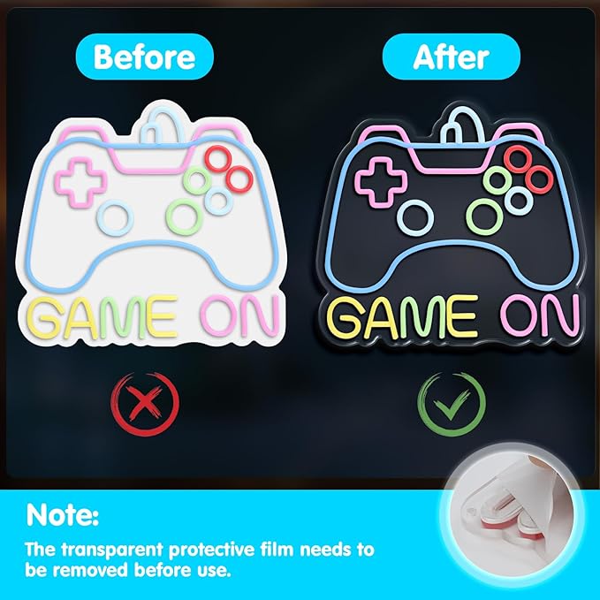 Game On Neon Sign for Gamer Wall Decor, USB Powered Dimmable Colorful Led Gaming Neon Signs for Boys Room, Teen Room, Wall Decor, Gamer Gifts for Teen, Men, Boys, Kids