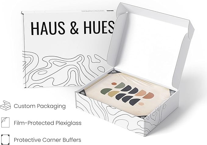 HAUS AND HUES Boho Prints Neutral Wall Art - Set of 6 Boho Mid Century Modern Wall Art, Aesthetic Prints for Wall Decor and Mid-Century Modern Artwork (Beige Frame, 8x10)