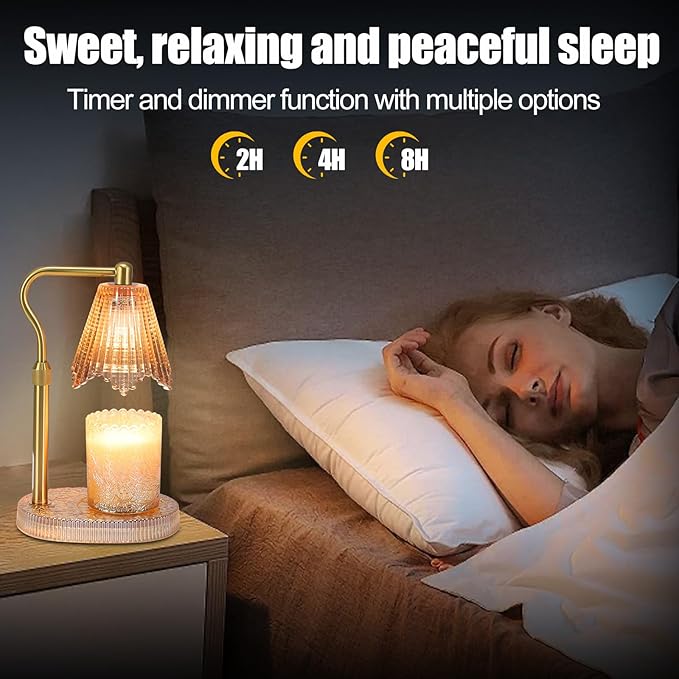 Candle Warmer Lamp with Height Adjustment - Electric Wax Melt Warmer with Timmer and Dimmer for Scented Candle Wax, Homer Décor and House Warming Birthday Gifts for Women Mom