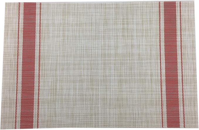 Gugrida Luxury Red Placemats Set of 6 Crossweave Woven Vinyl Placemat for Dining Table Kitchen Table Mats