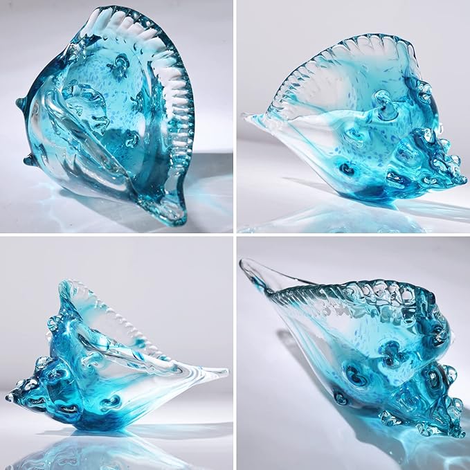 DOVDOV Blown Glass Conch Statues, Modern Glass Art, Conch Decorative Statues, sea Shell Statues for Dining Tables, entryways, Coffee Tables, Living Rooms, Kitchens, Shelf fillers