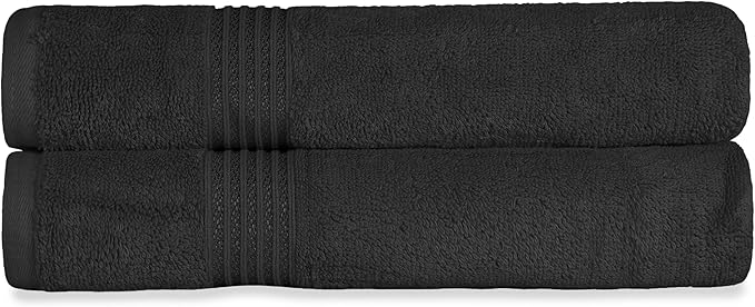 Superior Egyptian Cotton 2-Piece Bath Sheet Towel Set, Oversized Body Towels For Adults And Kids, Large Towel For Bath, Shower, Guest Bathroom, Spa, Gym, Resort, Essentials, Airbnb, Black