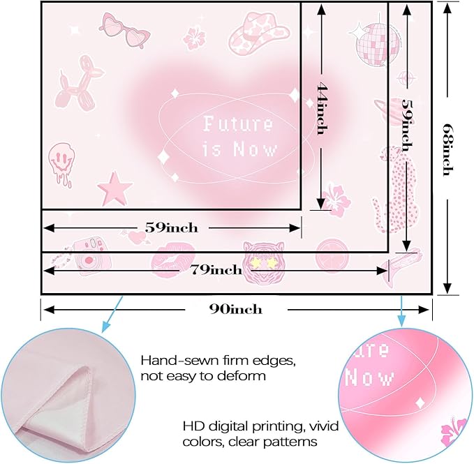 Lunerfex Y2K Tapestry Pink Wall Tapestry, Cute Tapestries for Bedroom Funny Tapestries Wall Hanging for Bedroom Living Room Wall Decor Pink-4 44"x60"