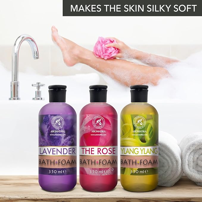 Bath Foam - Lavender, Rose, Ylang Ylang - Set 3 x 11.8 Fl Oz - Body Care - Beauty - Bathing - Body Care - Wellness - Relax - Aromatherapy - Spa - Aroma - Bubble Baths